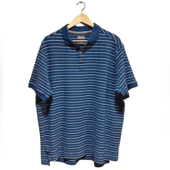 Duluth Trading Co Men's Size XL No Polo Short Sleeve Stripe Polo Blue White - Picture 5 of 13